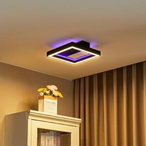 Lucande Smart LED mennyezeti lámpa Tjado, 30 cm, fekete, RGBW, dimmelhető, Fekete, Nappali / Étkező, fém, Modern