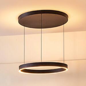 Lucande LED-es függőlámpa Philine, Ø 60 cm, fekete, vas, dimmelhető, Fekete, Nappali / Étkező, Modern