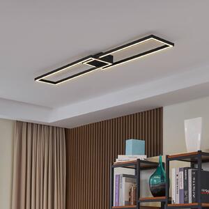 Lucande LED mennyezeti lámpa Tjado, 120 cm hosszú, fekete, fém, dimmelhető, Fekete, Nappali / Étkező, fém, Modern