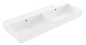 Dupla mosdó SAT Infinitio 120,4x46,5 cm fehér színben fényes felülettel két nyílás a csaptelep számára SATINF212046