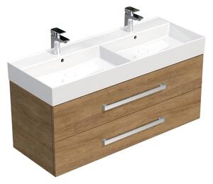 Fürdőszobaszekrény mosdókagylóval SAT Cube Way 120x53x46 cm Hickory tölgy CUBE461202DHSAT