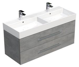 Fürdőszobaszekrény mosdókagylóval SAT Cube Way 120x53x46 cm matt beton CUBE461202BESAT