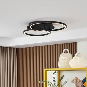 Lucande LED mennyezeti lámpa Tjado, 62 cm hosszú, fekete, fém, dimmelhető, Fekete, Nappali / Étkező, fém, Modern