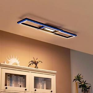 Lucande Smart LED mennyezeti világítás Tjado 115 cm fekete RGB CCT, dimmelhető, Fekete, Nappali / Étkező, fém, Modern