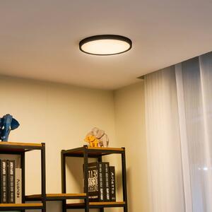 Lindby Smart LED mennyezeti lámpa Pravin, Ø 30 cm, CCT, fekete, dimmelhető, Fekete, Nappali / Étkező, Műanyag, Modern