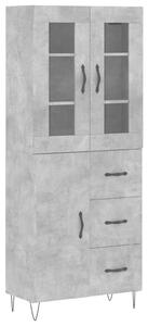 Betonszürke szerelt fa magasszekrény 69,5 x 34 x 180 cm