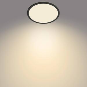 Philips SuperSlim LED mennyezeti lámpa, IP44, Ø 24,5 cm, fekete, dimmelhető, Fekete, Fürdőszoba, fém
