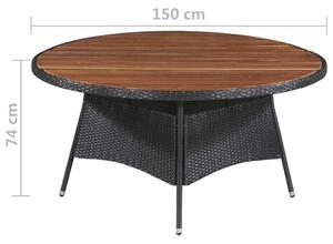 VidaXL polyrattan és tömör akácfa kerti asztal 150 x 74 cm