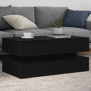 Fekete tölgy dohányzóasztal LED-lámpákkal 90x50x40 cm