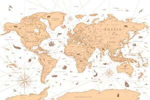 Öntapadó tapéta bézs térkép
