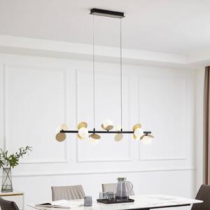 Lucande LED-es függőlámpa Pallo, 7-light, fekete/arany, üveg, dimmelhető, Fekete, Nappali / Étkező, fém, Modern