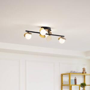Lucande LED mennyezeti lámpa Pallo, 4-lámpás, fekete/arany, üveg, dimmelhető, Fekete, Nappali / Étkező, fém, Modern