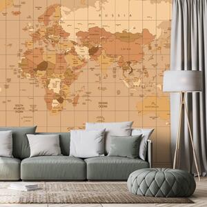Tapéta világ térkép bézs színben