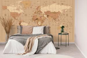 Öntapadó tapéta világ térkép bézs színben