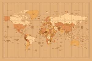 Öntapadó tapéta világ térkép bézs színben