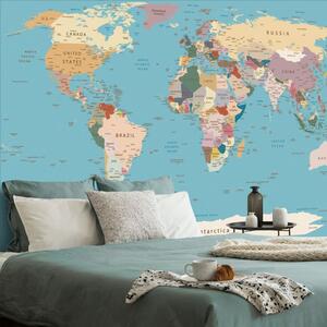 Öntapadó tapéta világtérkép megnevezésekkel