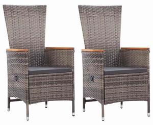 2 db szürke polyrattan kültéri szék párnával