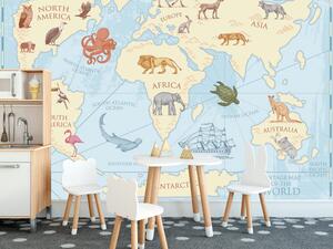 Tapéta világ térkép állatokkal