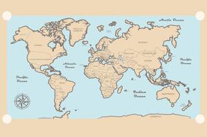 Öntapadó tapéta világtérkép bézs szegéllyel