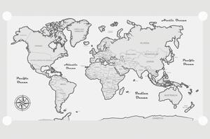 Öntapadó tapéta világtérkép szürke szegéllyel