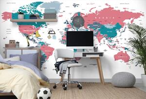 Öntapadó tapéta világtérkép pasztell színekben