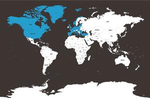 Öntapadó tapéta modern térkép kék kontrszttal