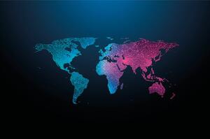 Öntapadó tapéta éjjeli világtérkép