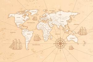 Tapéta érdekes bézs világtérkép