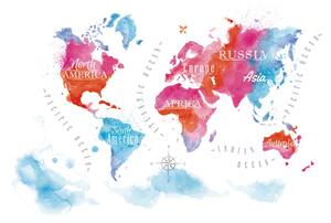 Tapéta világtérkép akvarell kivitelben