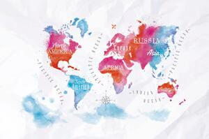 Öntapadó tapéta akvarell világtérkép