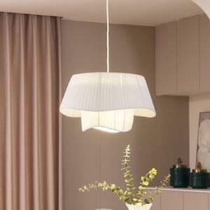 Lindby függőlámpa Eryndor, fehér, textil, Ø 47 cm, E27, dimmelhető, Fehér / opál, Nappali / Étkező, Textil / szövet / selyem, Modern
