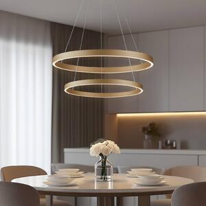 Lucande Smart LED függőlámpa Yonam, arany, 2-lámpás, Tuya, dimmelhető, Sárgaréz / arany, Nappali / Étkező, Alumínium, Modern