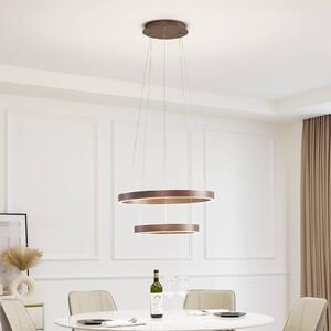 Lucande Smart LED függőlámpa Yonam, kávé, 2-lámpás, Tuya, dimmelhető, Barna / rozsda, Nappali / Étkező, Alumínium, Modern