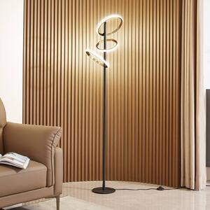 Lucande LED állólámpa Madu, fekete, fém, 160 cm, fényerőszabályzóval,, dimmelhető, Fekete, Nappali / Étkező, fém, Modern