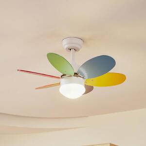 Lindby mennyezeti ventilátor világítással Litur, csendes, Ø 77 cm, E27, Fehér / opál, Gyermekszoba, fém, Modern