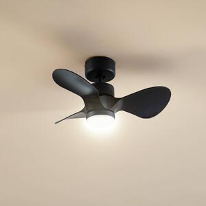 Lindby LED mennyezeti ventilátor Enon, fekete, DC motor, csendes, dimmelhető, Fekete, Nappali / Étkező, fém, Modern