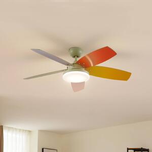 Lindby LED mennyezeti ventilátor Jonte, fa, DC, csendes, Ø 106 cm, dimmelhető, Többszínű, Nappali / Étkező, fém, Modern