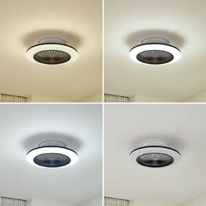 Lindby LED mennyezeti ventilátor Mamuti, fekete, csendes, Ø 55 cm, dimmelhető, Fekete, Nappali / Étkező, Alumínium, Modern