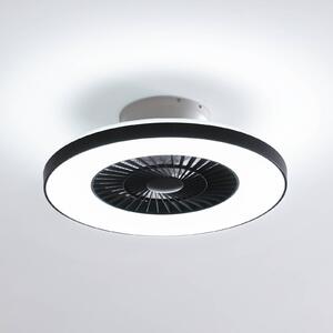 Lindby Smart LED mennyezeti ventilátor Paavo fekete csendes Tuya, dimmelhető, Fekete, Nappali / Étkező, Műanyag, Modern