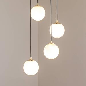 Euluna Lógó világítás Glassy, 4 izzós, kerek, fekete/opál, dimmelhető, Fekete, Nappali / Étkező, Üveg, Modern