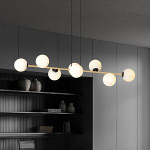 Euluna Lógó világítás Glassy, 8 izzós, fekete/arany/opál, dimmelhető, Fekete, Nappali / Étkező, Üveg, Modern
