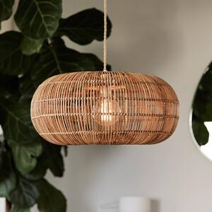 PR Home Zuri függeszték lámpa rattanból, Ø 51 cm, dimmelhető, Világos fa, Nappali / Étkező