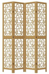 4 Paneles Fa Térelválasztó - 140x220 cm - Barna