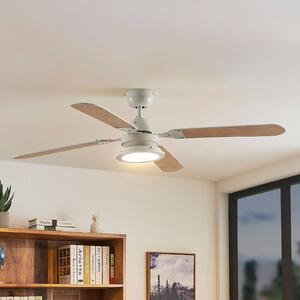 Lindby LED mennyezeti ventilátor Tedric, fehér, csendes, Ø 133 cm, Fehér / opál, Nappali / Étkező, fém, Vintage