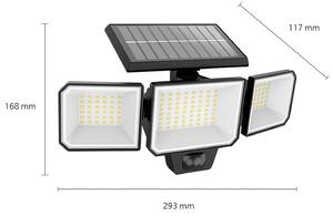 Philips LED es napelemes fali világítás Nysil, 3 izzós, érzékelővel, Fekete, Műanyag, Modern
