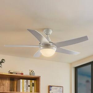 Lindby mennyezeti ventilátor világítással Auraya, csendes, fehér, Fehér / opál, Nappali / Étkező, fém, Modern
