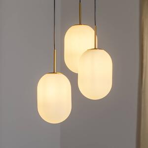Eko-Light Lógó lámpa Alias, fém arany színű opálüveg, 3 izzós, kerek, dimmelhető, Fehér / opál, Nappali / Étkező, Üveg, Modern