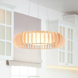 Reality Leuchten Monte LED-es függőlámpa, Ø 60 cm, világos fa, CCT, dimmelhető, Világos fa, Nappali / Étkező, Fa, Skandináv