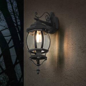 Trio Lighting Elvo kültéri fali lámpa, alsó foglalat, matt fekete, dimmelhető, Fekete, Alumínium, Antik