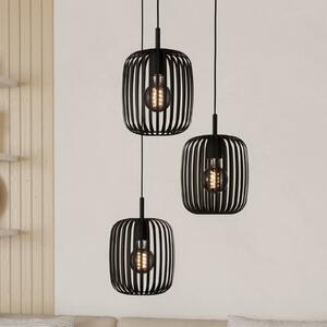 EGLO Romazzina függőlámpa, Ø 46 cm, fekete, 3-lámpás, acél, dimmelhető, Fekete, Nappali / Étkező, fém, Modern